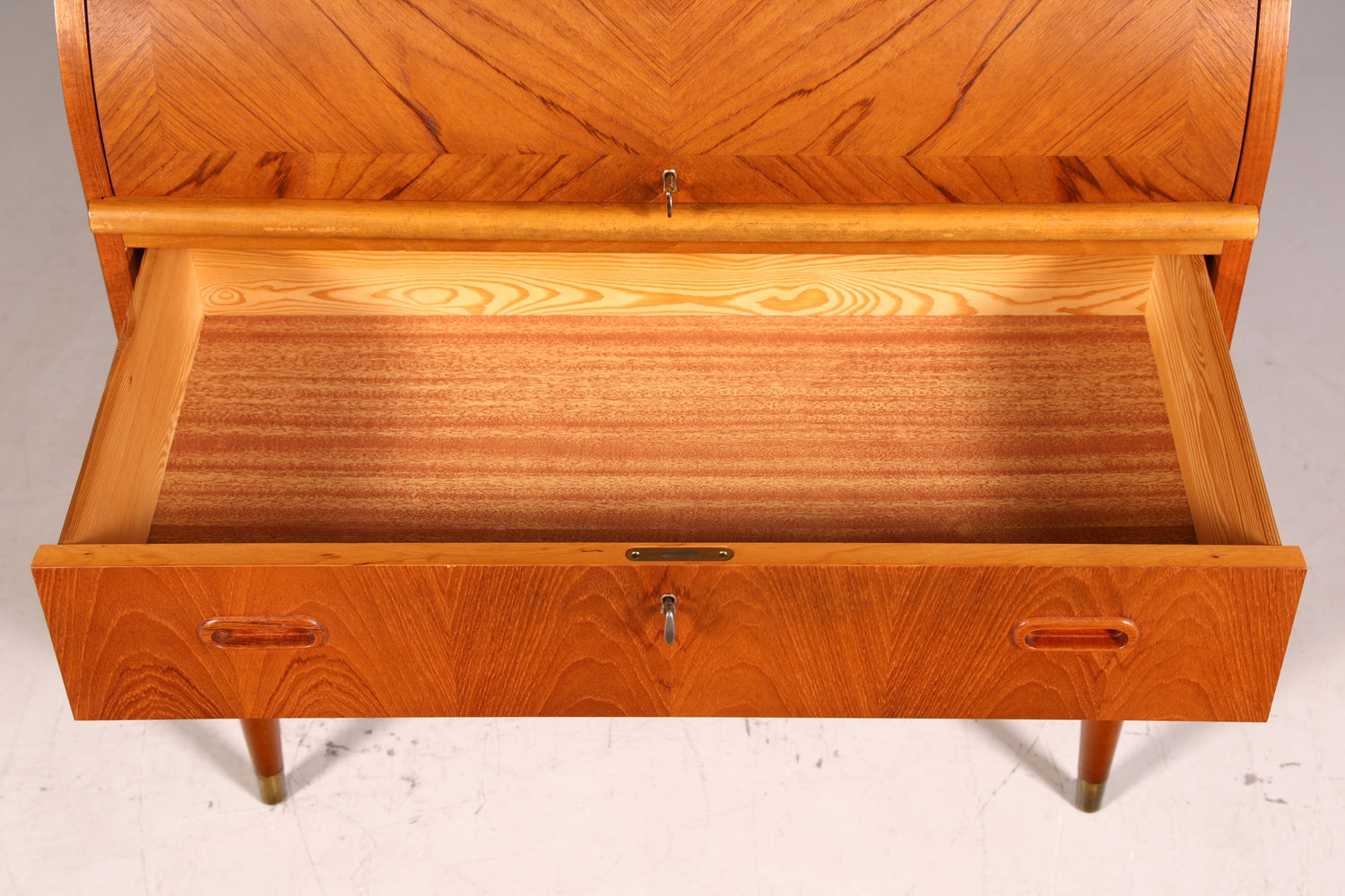 Wunderschöner Mid Century Rollladen Sekretär Danish Design echt Holz Schreibkommode 60er Jahre