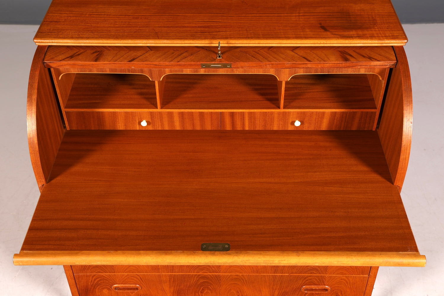 Wunderschöner Mid Century Rollladen Sekretär Danish Design echt Holz Schreibkommode 60er Jahre