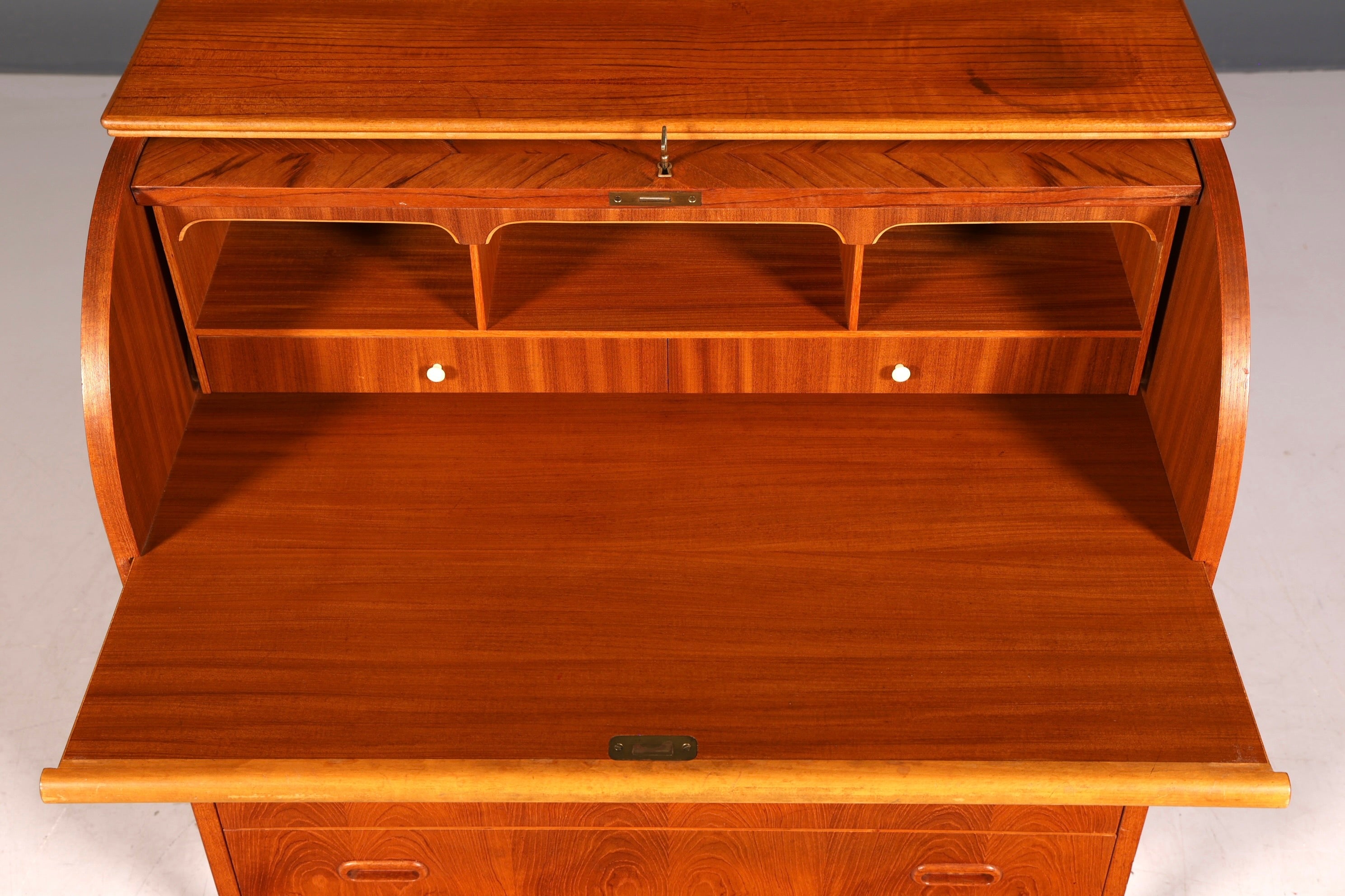 Wunderschöner Mid Century Rollladen Sekretär Danish Design echt Holz Schreibkommode 60er Jahre