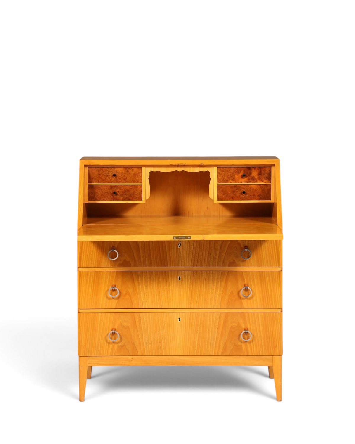 Schlichter Mid Century Sekretär Vintage Schreibmöbel echt Holz Kommode Retro Office Secretary