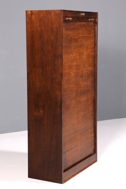 Schlichter Mid Century Rollladenschrank Bauhaus Apothekerschrank Art Deco Aktenschrank Büroschrank