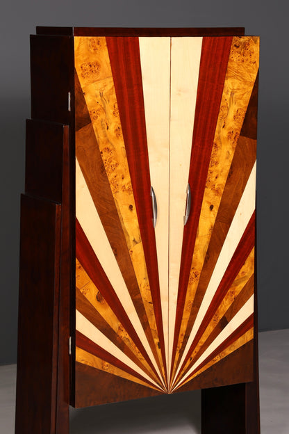 Traumhafter Art Deco Design Schrank Highboard Kommode Vertiko Sun Wäscheschrank Dielenschrank