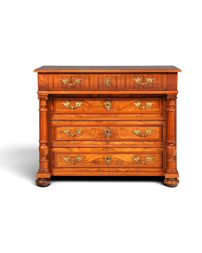 Hauptstadt Möblerei antike Louis Philippe Kommode aus massivem Holz mit dekorativen Messingbeschlägen um 1890