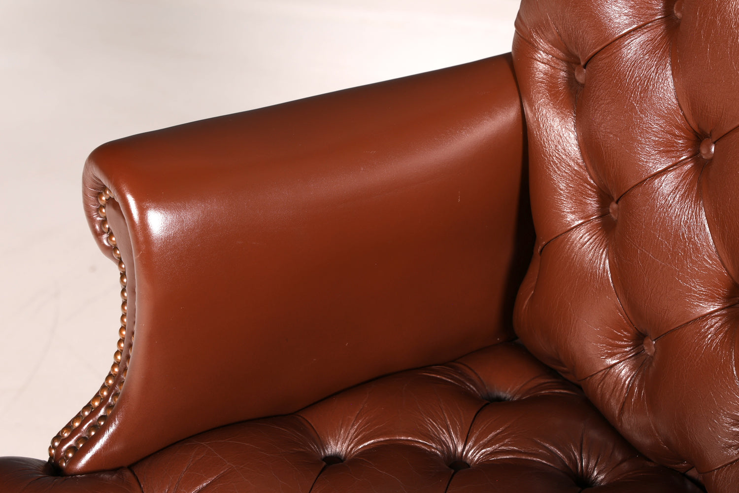 Elegante Chesterfield-directiestoel, bureaustoel van echt leer, bruin, draaistoel, werkstoel, kantoorstoel