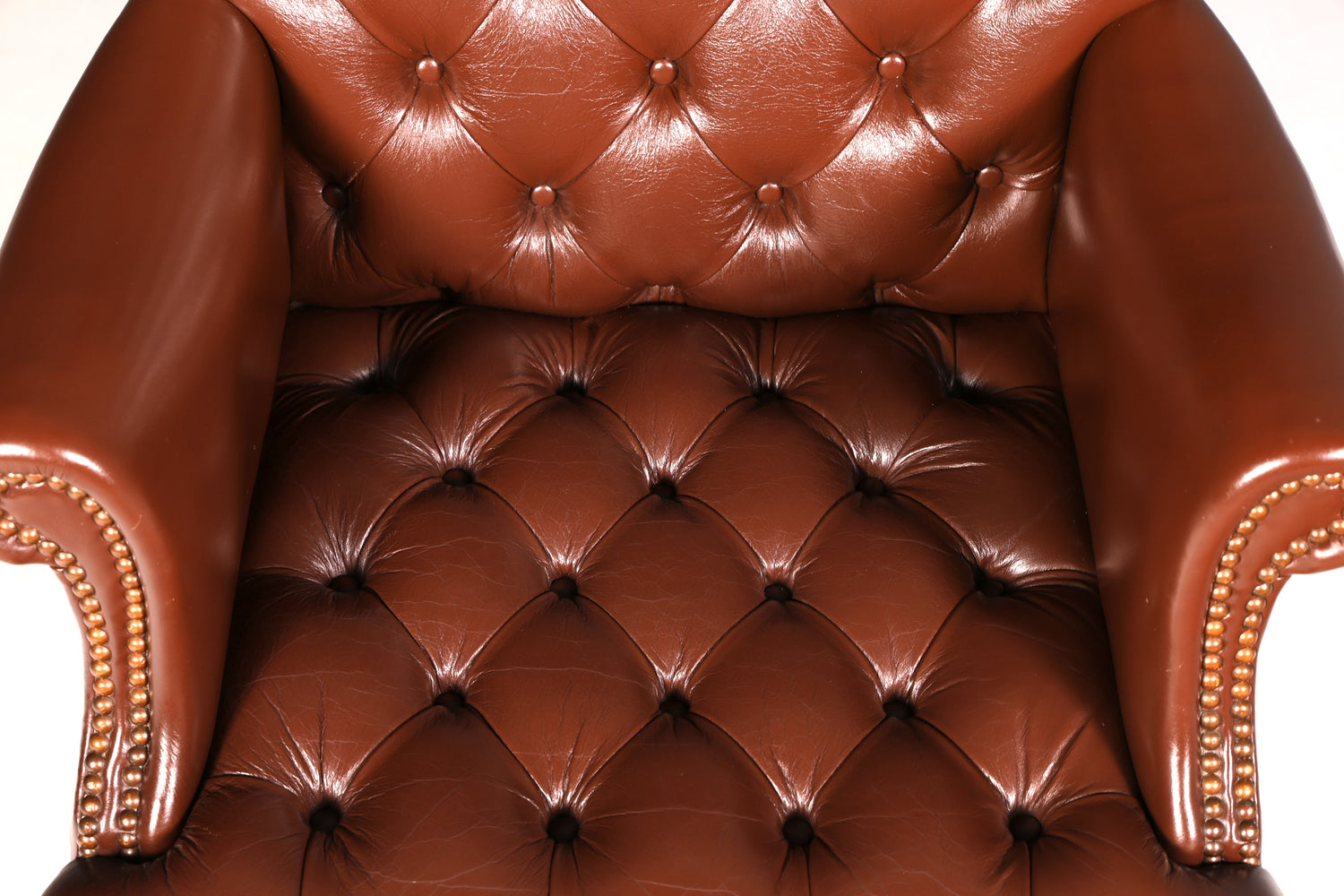 Elegante Chesterfield-directiestoel, bureaustoel van echt leer, bruin, draaistoel, werkstoel, kantoorstoel