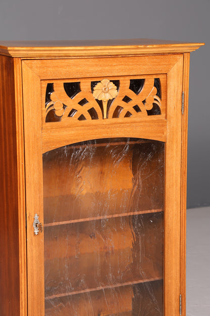 Prachtvolle Jugendstil Vitrine Antiker Bücherschrank Schrank Glasvitrine Geschirrschrank Antik Echtholz