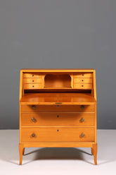 F226 Finish cm Schlichter Mid Century Sekretär Vintage Schreibmöbel echt Holz Kommode Office Secretary
