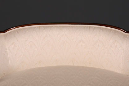 Elegante Art Deco-bank, zitbank, 2-zitsbank, vintage loung bank, gestoffeerde bank, salonbank