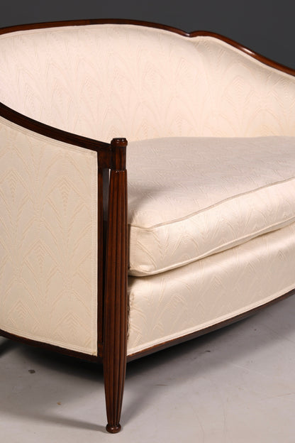 Elegante Art Deco-bank, zitbank, 2-zitsbank, vintage loung bank, gestoffeerde bank, salonbank
