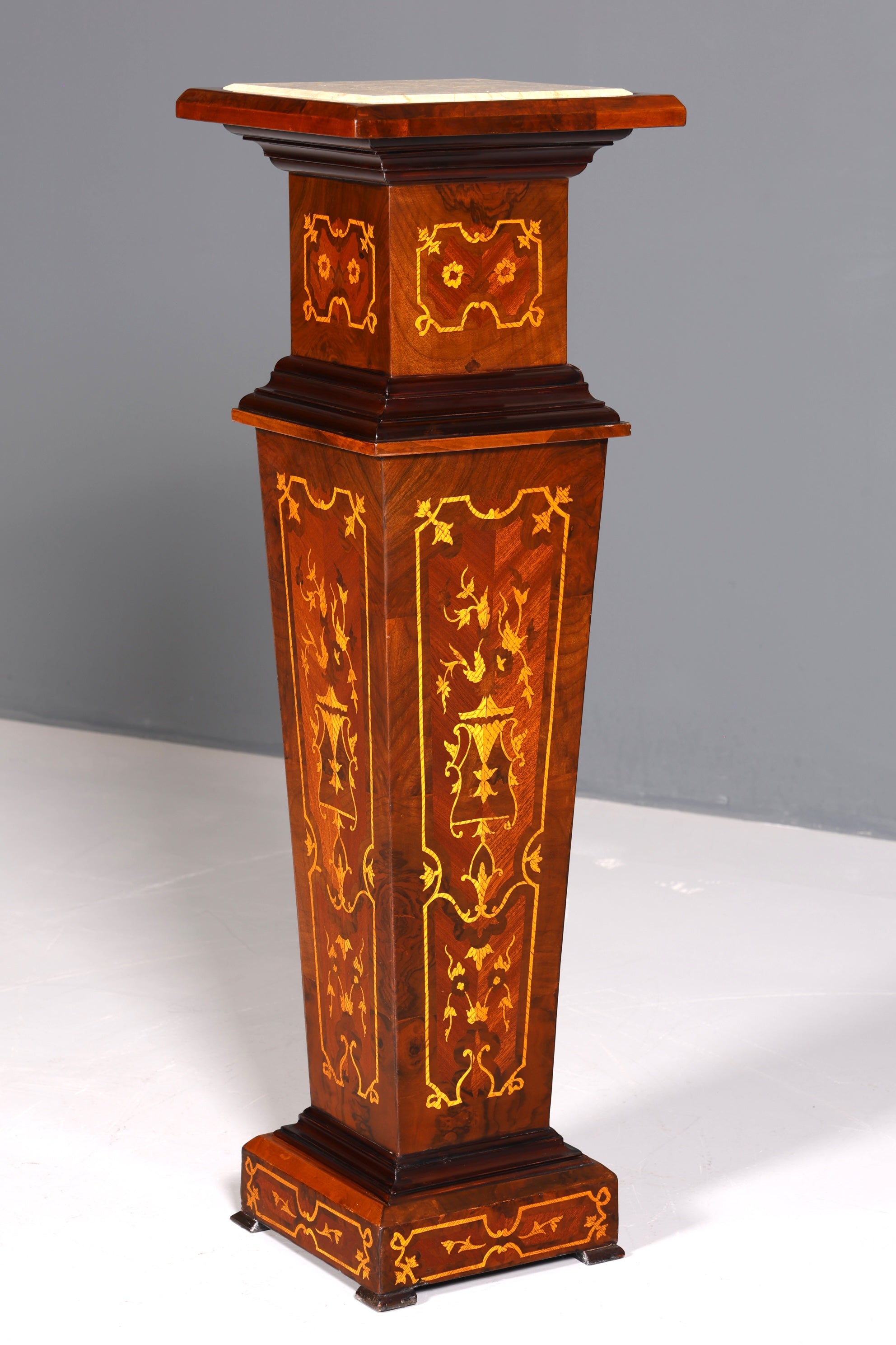 Stilvolle Barock Stil Säule Louis XV Blumensäule Naturstein Marmor Intarsien Ablage Tisch