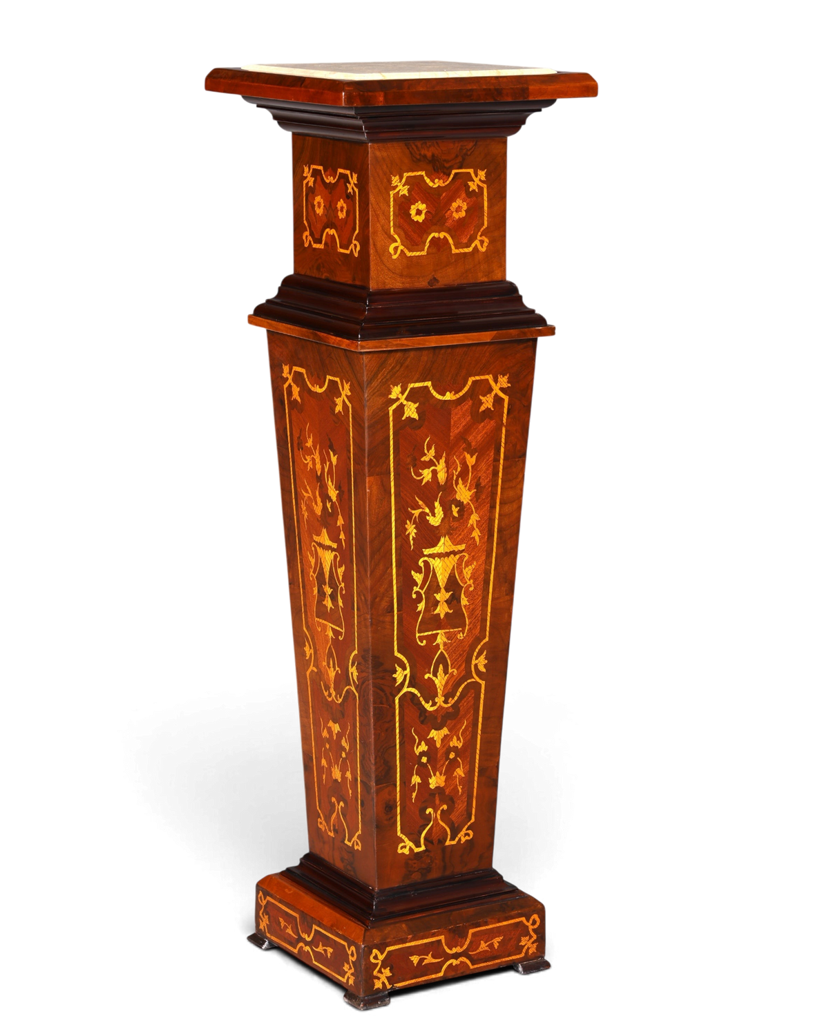 Stilvolle Barock Stil Säule Louis XV Blumensäule Naturstein Marmor Intarsien Ablage Tisch