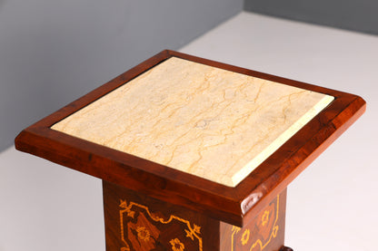 Stilvolle Barock Stil Säule Louis XV Blumensäule Naturstein Marmor Intarsien Ablage Tisch