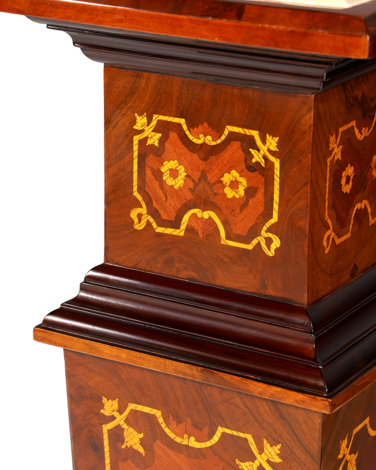 Stilvolle Barock Stil Säule Louis XV Blumensäule Naturstein Marmor Intarsien Ablage Tisch
