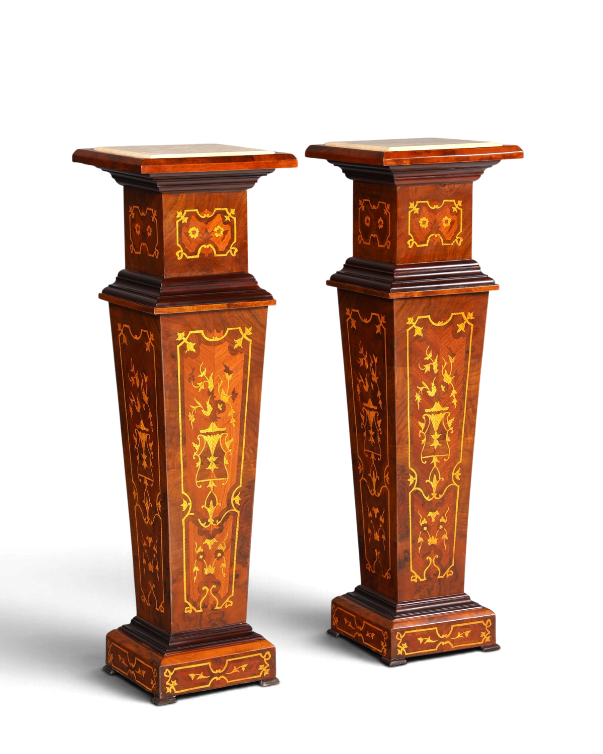 Stilvolle Barock Stil Säule Louis XV Blumensäule Naturstein Marmor Intarsien Ablage Tisch