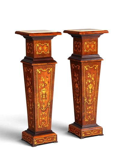 Stilvolle Barock Stil Säule Louis XV Blumensäule Naturstein Marmor Intarsien Ablage Tisch