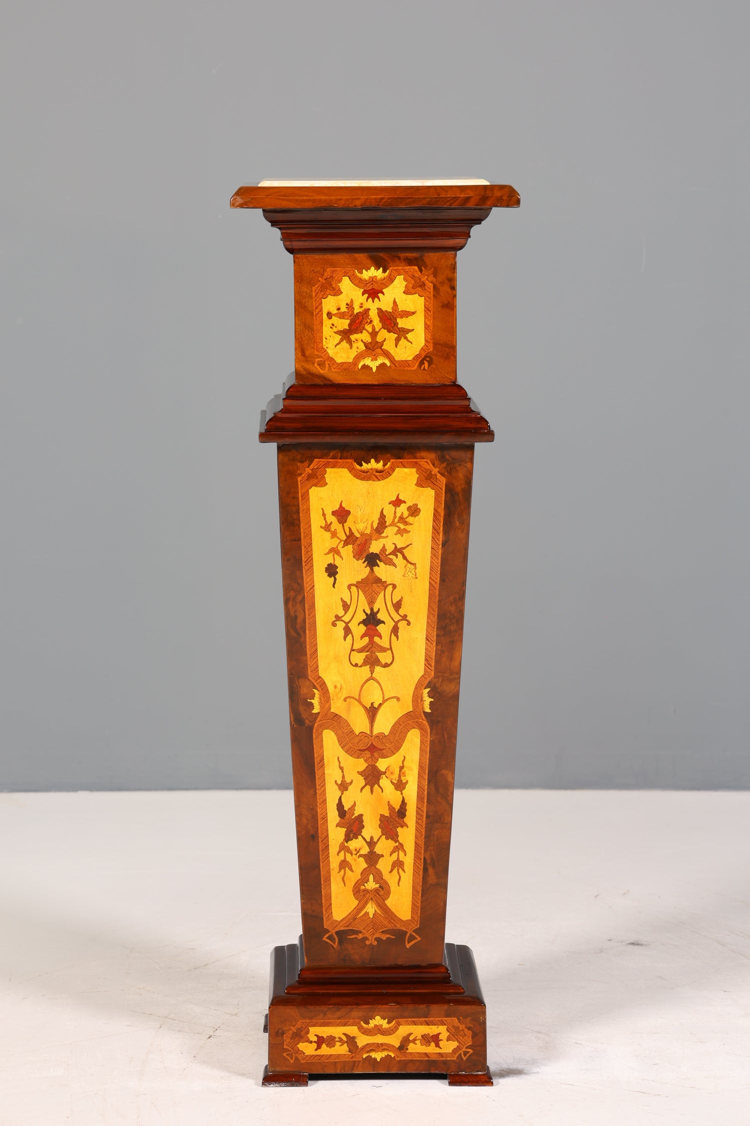 Wunderschöne Barock Stil Säule Louis XV Blumensäule Naturstein Marmor Intarsien Ablage Tisch