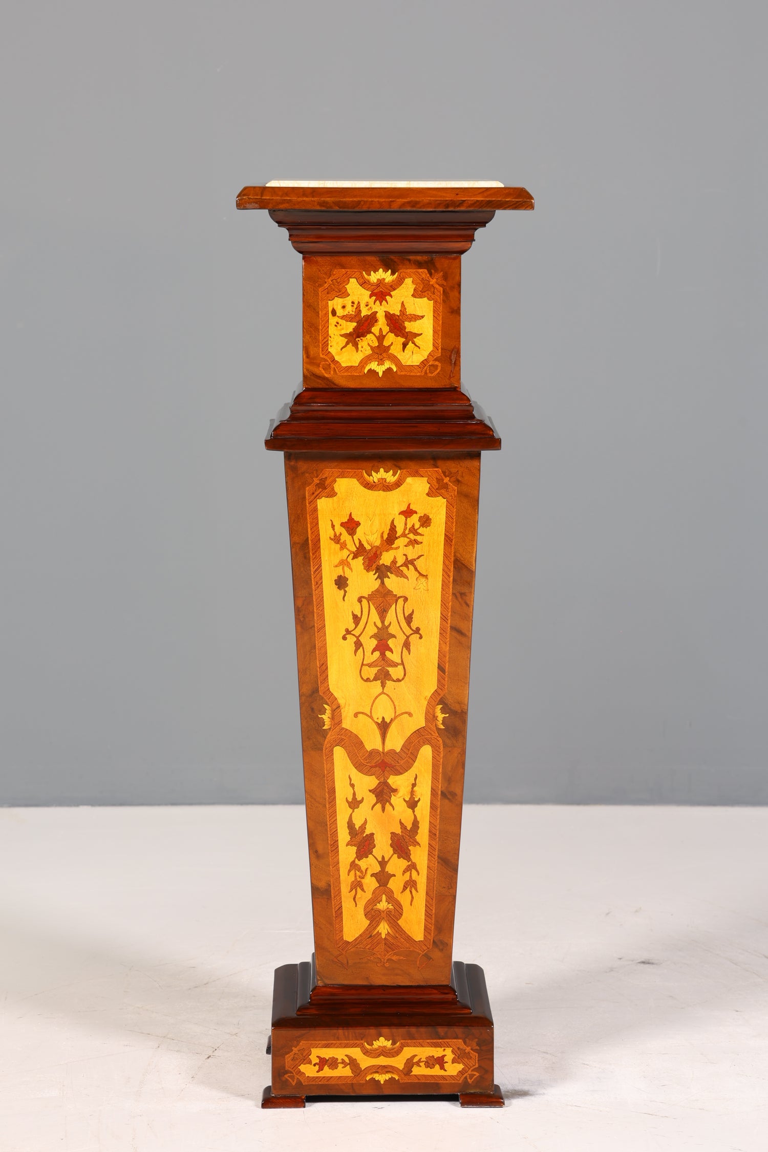 Wunderschöne Barock Stil Säule Louis XV Blumensäule Naturstein Marmor Intarsien Ablage Tisch