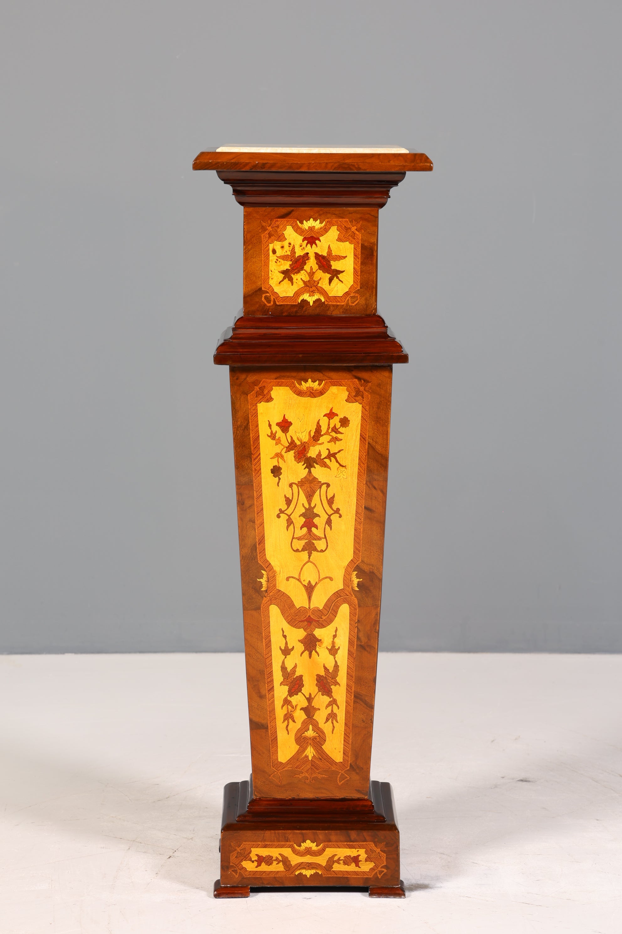 Wunderschöne Barock Stil Säule Louis XV Blumensäule Naturstein Marmor Intarsien Ablage Tisch