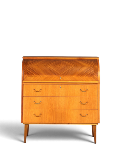 Stilvoller Mid Century Rollladen Sekretär echt Holz Büro Schrank Vintage Schreibkommode