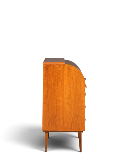 Stilvoller Mid Century Rollladen Sekretär echt Holz Büro Schrank Vintage Schreibkommode
