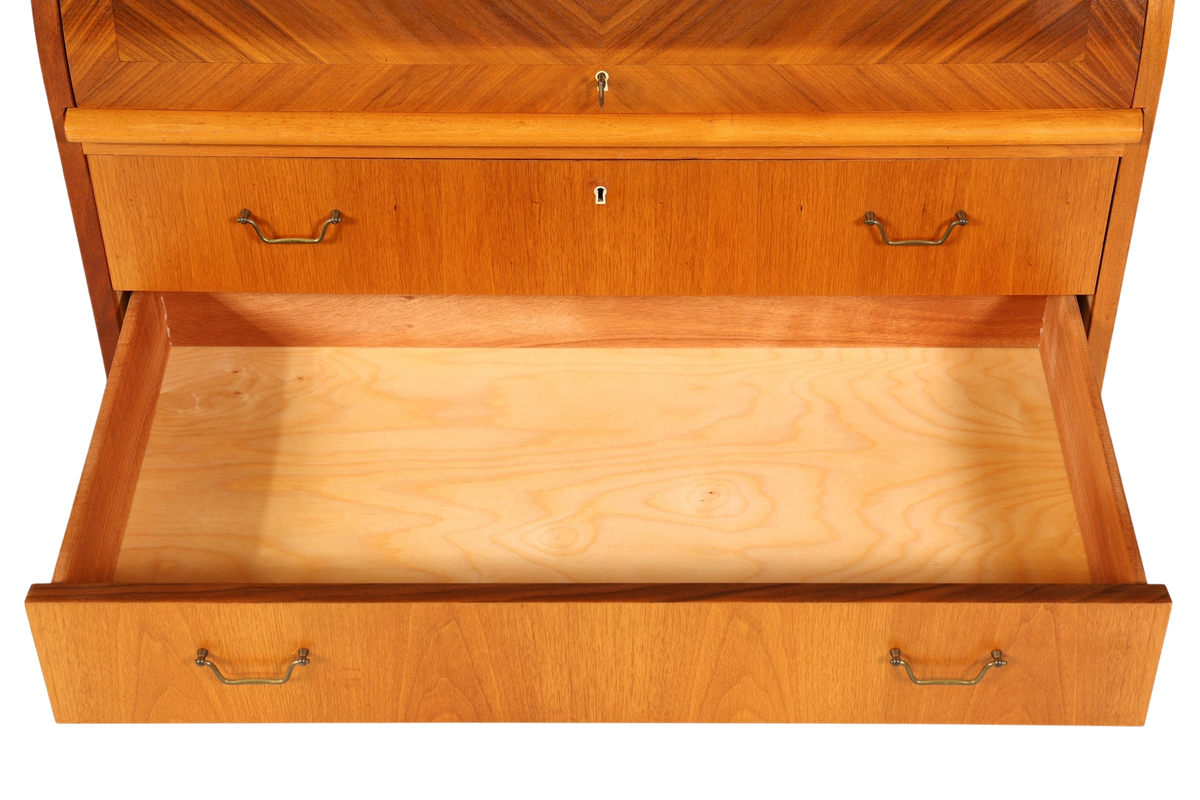 Stilvoller Mid Century Rollladen Sekretär echt Holz Büro Schrank Vintage Schreibkommode