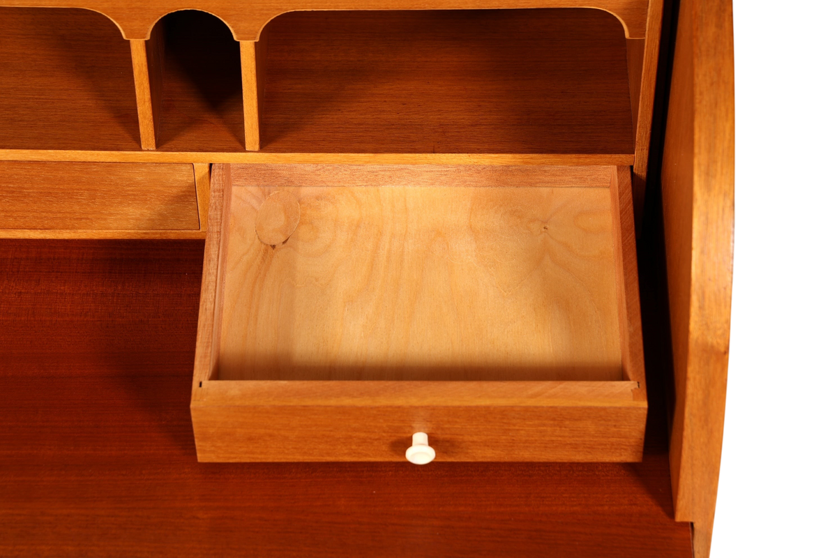 Stilvoller Mid Century Rollladen Sekretär echt Holz Büro Schrank Vintage Schreibkommode