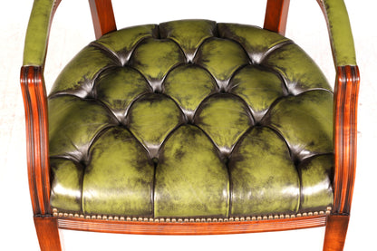Stilvoller Chesterfield Stuhl Englischer Armlehnstuhl Echt Leder Bürostuhl Sekretär Antik Vintage