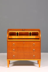 Stilvoller Mid Century Rollladen Sekretär echt Holz Büro Schrank Vintage Schreibkommode