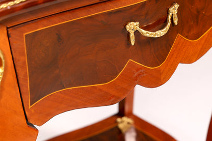 Prachtige Louis XV-bijzettafel in barokstijl, marmeren commode en telefoontafel