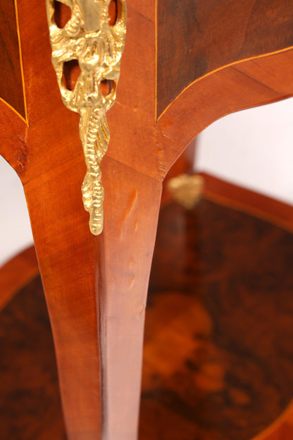 Prachtige Louis XV-bijzettafel in barokstijl, marmeren commode en telefoontafel