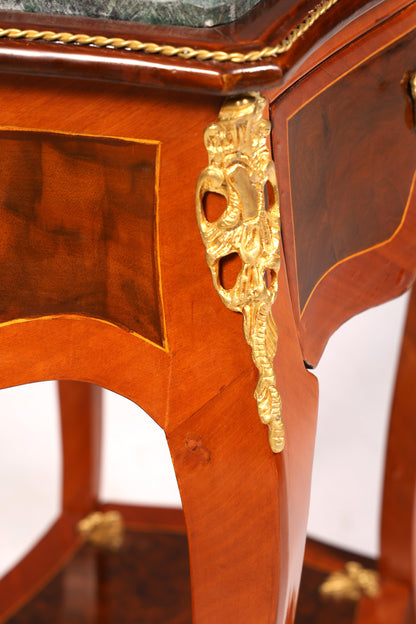 Prachtige Louis XV-bijzettafel in barokstijl, marmeren commode en telefoontafel