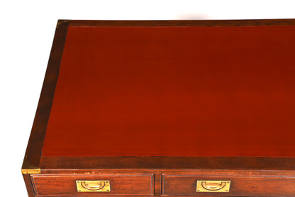Edler Maritimer Schreibtisch Englischer Military Chest Bürotisch Office Table echt Lederauflage