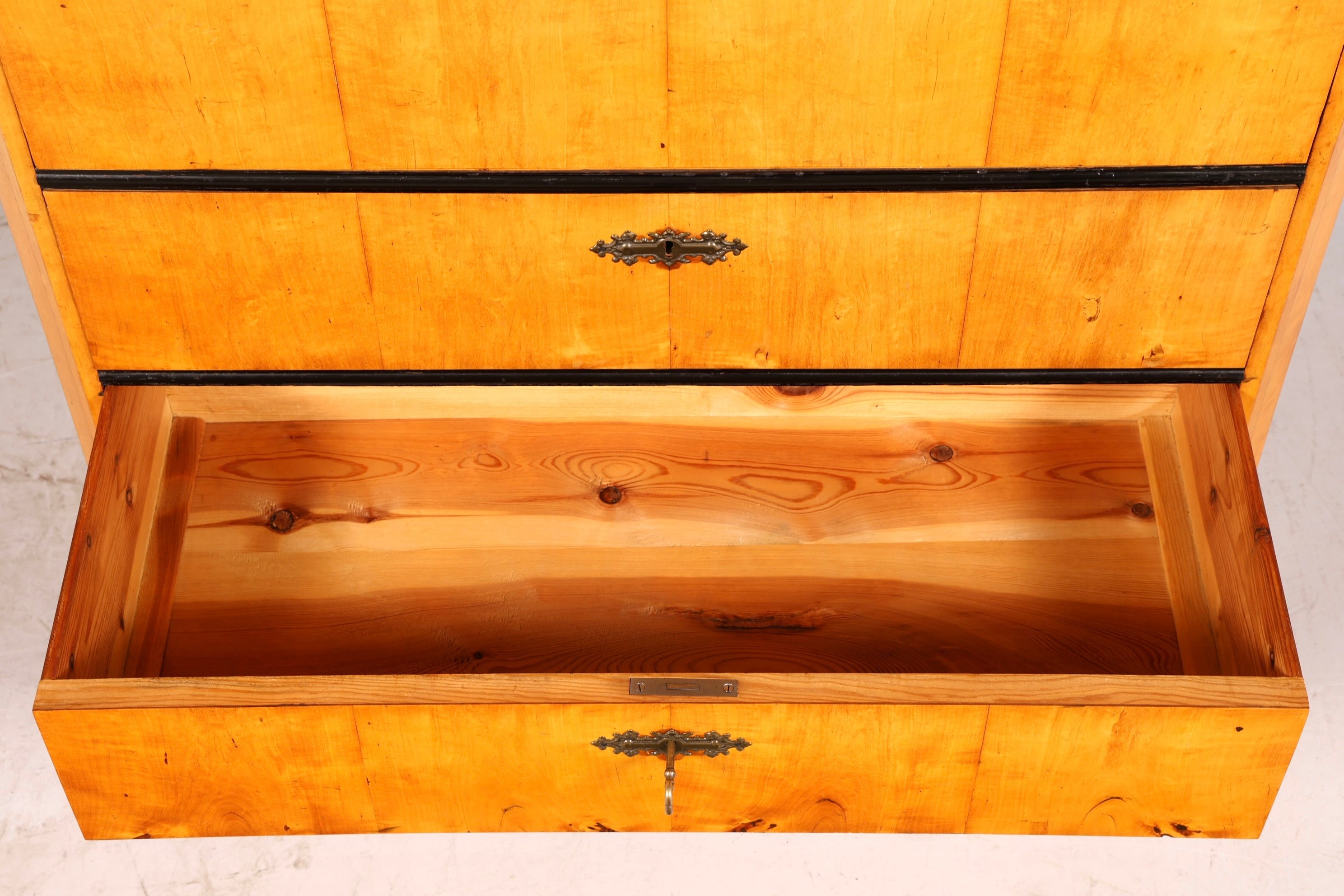 Beautiful antique Biedermeier chest of drawers, vertiko, birch, circa 1850, solid wood