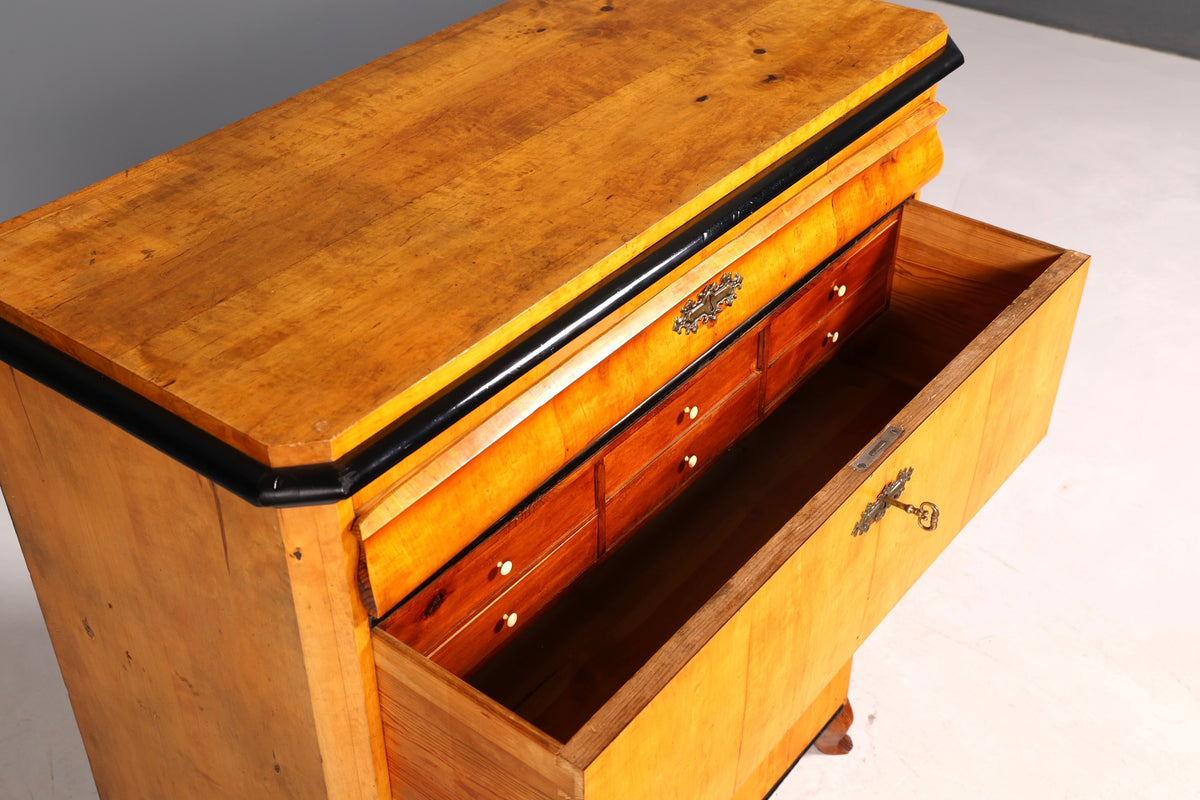 Beautiful antique Biedermeier chest of drawers, vertiko, birch, circa 1850, solid wood