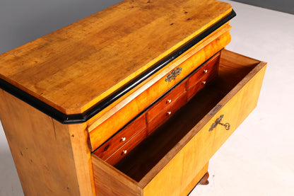 Beautiful antique Biedermeier chest of drawers, vertiko, birch, circa 1850, solid wood