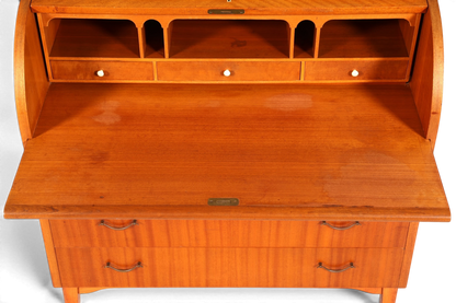 Wunderschöner Mid Century Rollladen Sekretär echt Holz Büro Schrank Vintage Schreibkommode