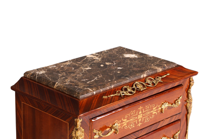 Wunderschönes Barock Stil Louis XV Highboard Marmor Vertiko Intarsien Kommode