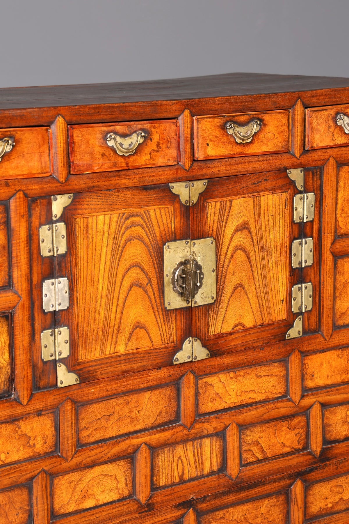 Beautiful Asian cabinet, antique chest of drawers, solid wood, genuine brass, vertiko