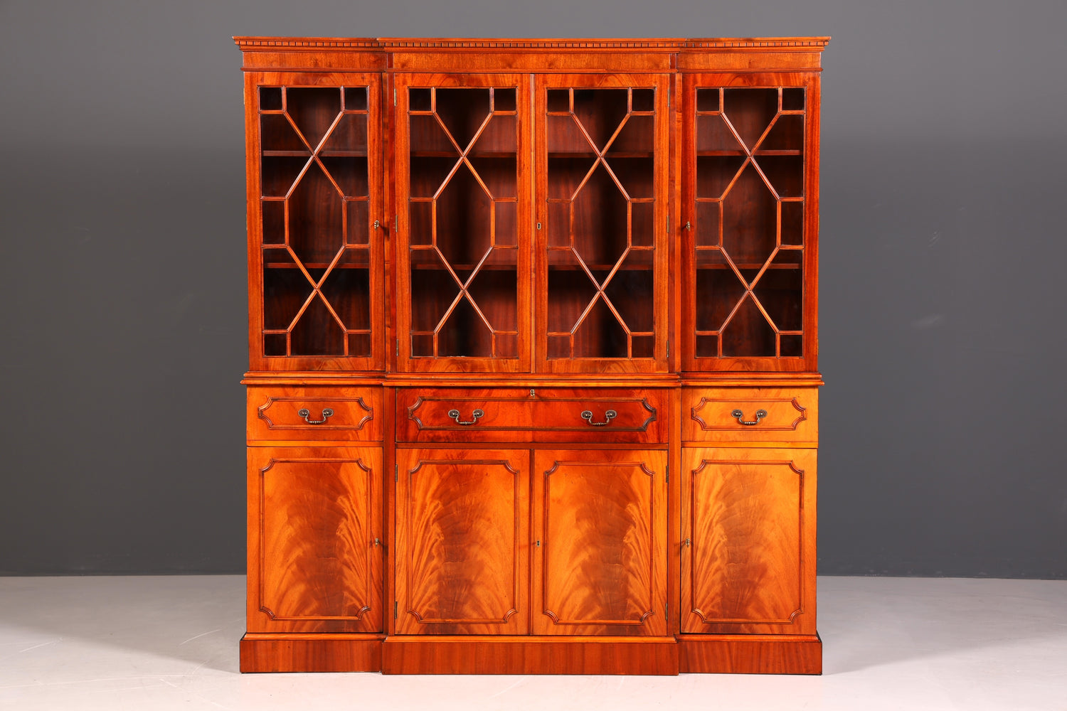 G389 Finish Wunderschöne Englische Vitrine Bibliothek Sekretär echt Holz Antik Schrank Regal (Kopie)