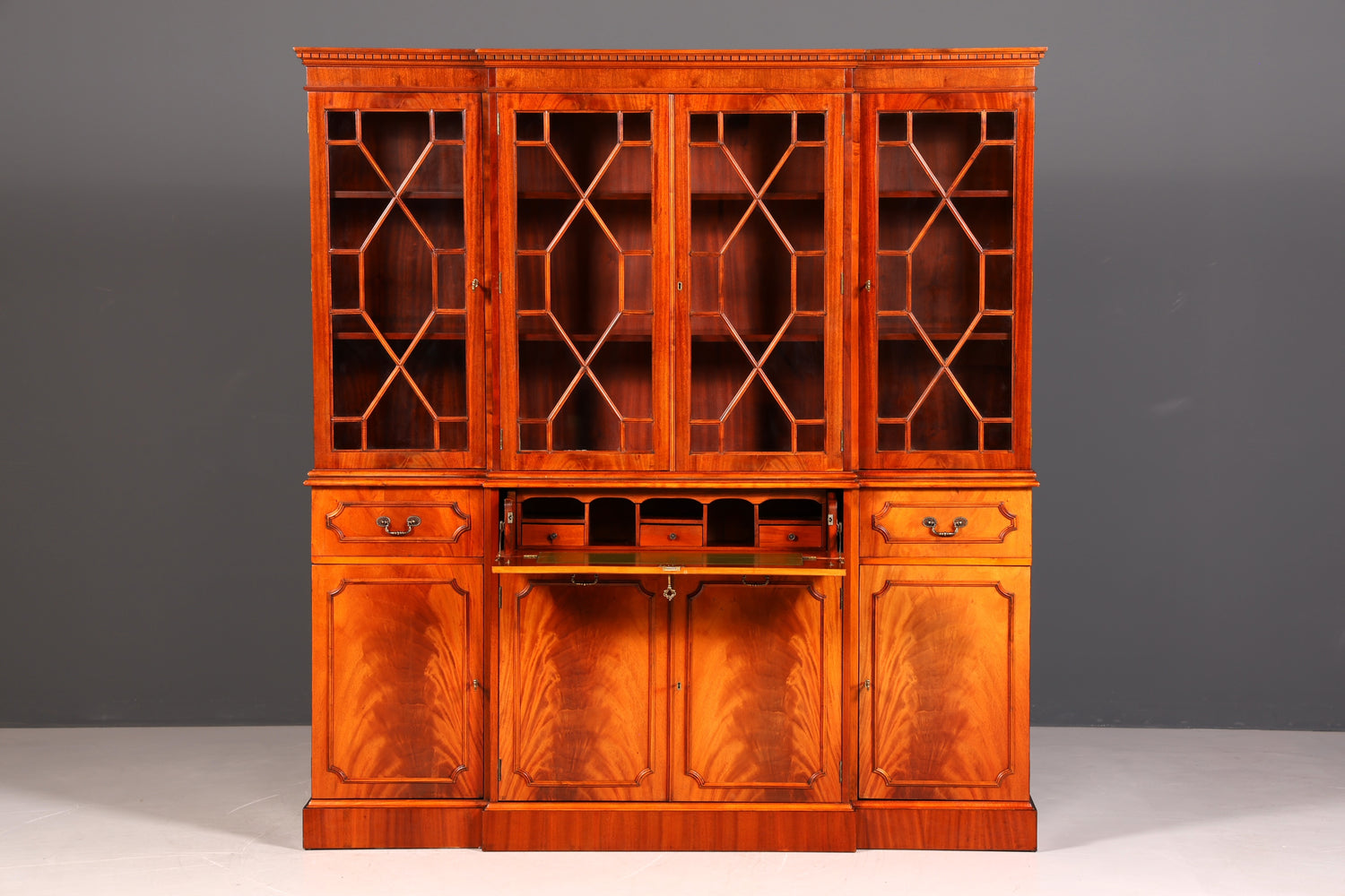 G389 Finish Wunderschöne Englische Vitrine Bibliothek Sekretär echt Holz Antik Schrank Regal (Kopie)