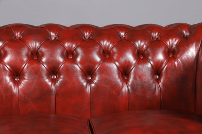 Wunderschönes Original Chesterfield Sofa 3- Sitzer echt Leder Oxblood Couch Englisch