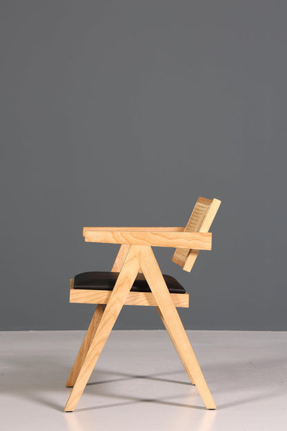 Sehr edler Korbgeflecht Stuhl "Vienna Wood +" Armlehnsessel Bauhaus Relax Lounge Chair Stuhl Esszimmer Stuhl Küchenstuhl