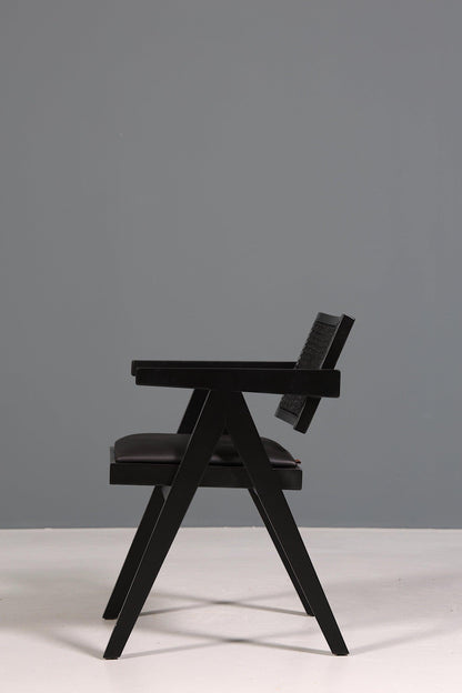 Sehr edler Korbgeflecht Stuhl "Vienna Black +" Armlehnsessel Bauhaus Relax Lounge Chair Stuhl Esszimmer Stuhl Küchenstuhl