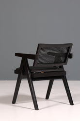 Sehr edler Korbgeflecht Stuhl "Vienna Black +" Armlehnsessel Bauhaus Relax Lounge Chair Stuhl Esszimmer Stuhl Küchenstuhl