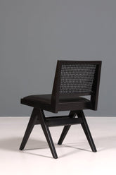 Sehr edler Korbgeflecht Stuhl "Vienna Black" schwarzer Bauhaus Relax Lounge Chair Küchenstuhl Sekretär Stuhl