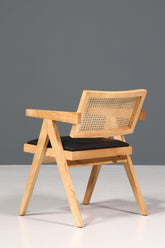 Sehr edler Korbgeflecht Stuhl "Vienna Wood +" Armlehnsessel Bauhaus Relax Lounge Chair Stuhl Esszimmer Stuhl Küchenstuhl