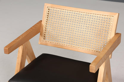 Sehr edler Korbgeflecht Stuhl "Vienna Wood +" Armlehnsessel Bauhaus Relax Lounge Chair Stuhl Esszimmer Stuhl Küchenstuhl