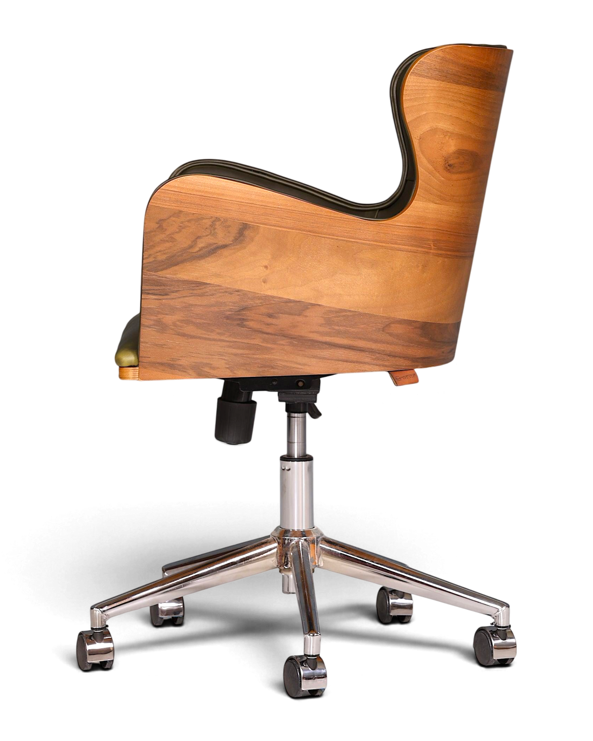 Chesterfield Büro Armlehnstuhl "Leon-Office" Nussbaum grün