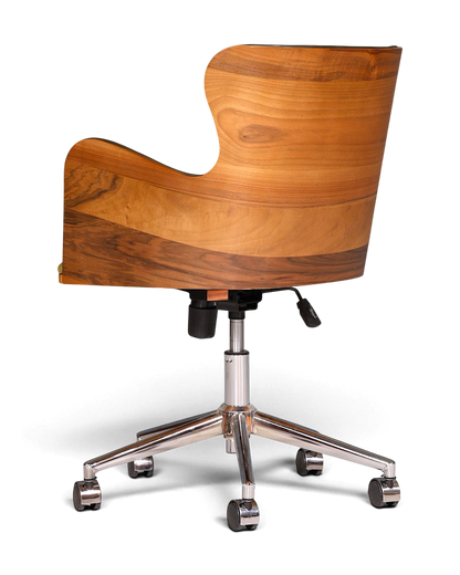 Chesterfield Büro Armlehnstuhl "Leon-Office" Nussbaum grün