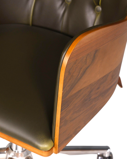 Chesterfield Büro Armlehnstuhl "Leon-Office" Nussbaum grün